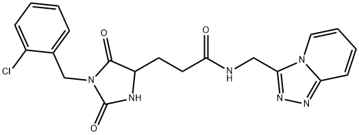 3-[1-[(2-chlorophenyl)methyl]-2,5-dioxoimidazolidin-4-yl]-N-([1,2,4]triazolo[4,3-a]pyridin-3-ylmethyl)propanamide Struktur