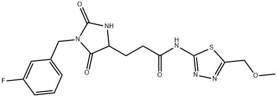 3-[1-[(3-fluorophenyl)methyl]-2,5-dioxoimidazolidin-4-yl]-N-[5-(methoxymethyl)-1,3,4-thiadiazol-2-yl]propanamide Structure