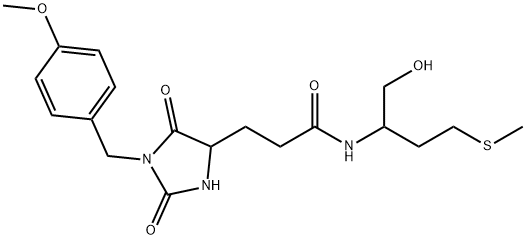 N-(1-hydroxy-4-methylsulfanylbutan-2-yl)-3-[1-[(4-methoxyphenyl)methyl]-2,5-dioxoimidazolidin-4-yl]propanamide Structure