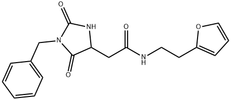 2-(1-benzyl-2,5-dioxoimidazolidin-4-yl)-N-[2-(furan-2-yl)ethyl]acetamide Structure