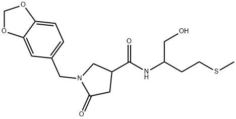 1-(1,3-benzodioxol-5-ylmethyl)-N-(1-hydroxy-4-methylsulfanylbutan-2-yl)-5-oxopyrrolidine-3-carboxamide Struktur