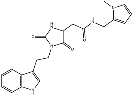 2-[1-[2-(1H-indol-3-yl)ethyl]-2,5-dioxoimidazolidin-4-yl]-N-[(1-methylpyrrol-2-yl)methyl]acetamide Structure
