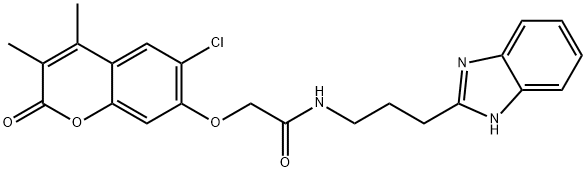 N-[3-(1H-benzimidazol-2-yl)propyl]-2-(6-chloro-3,4-dimethyl-2-oxochromen-7-yl)oxyacetamide Structure