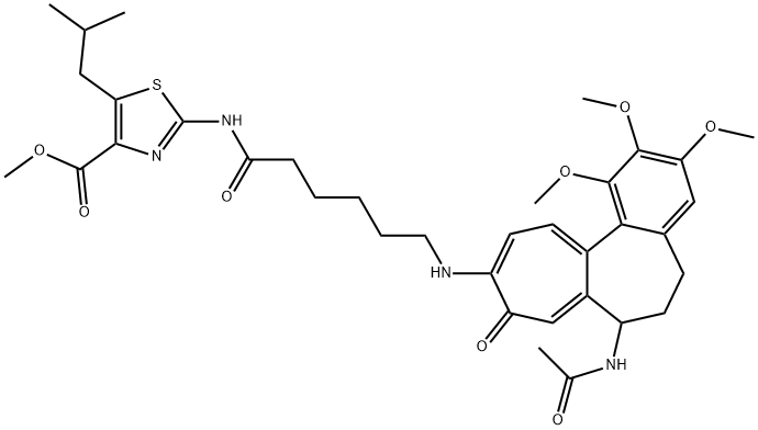 methyl 2-[6-[(7-acetamido-1,2,3-trimethoxy-9-oxo-6,7-dihydro-5H-benzo[a]heptalen-10-yl)amino]hexanoylamino]-5-(2-methylpropyl)-1,3-thiazole-4-carboxylate 结构式