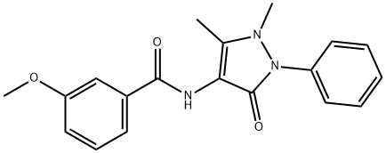 N-(1,5-dimethyl-3-oxo-2-phenylpyrazol-4-yl)-3-methoxybenzamide 化学構造式