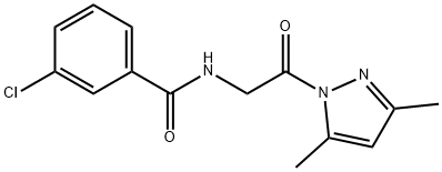 3-氯-N-(2-(3,5-二甲基-1H-吡唑-1-基)-2-氧基乙基)苯甲酰胺,312601-47-1,结构式