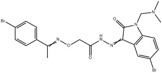 N-[(E)-[5-bromo-1-[(dimethylamino)methyl]-2-oxoindol-3-ylidene]amino]-2-[(E)-1-(4-bromophenyl)ethylideneamino]oxyacetamide Structure