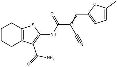 2-[[(Z)-2-cyano-3-(5-methylfuran-2-yl)prop-2-enoyl]amino]-4,5,6,7-tetrahydro-1-benzothiophene-3-carboxamide Structure