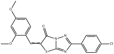 (5E)-2-(4-chlorophenyl)-5-[(2,4-dimethoxyphenyl)methylidene]-[1,3]thiazolo[3,2-b][1,2,4]triazol-6-one Struktur