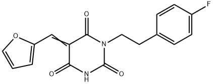 (5E)-1-[2-(4-fluorophenyl)ethyl]-5-(furan-2-ylmethylidene)-1,3-diazinane-2,4,6-trione Structure