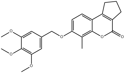 6-methyl-7-[(3,4,5-trimethoxyphenyl)methoxy]-2,3-dihydro-1H-cyclopenta[c]chromen-4-one Structure