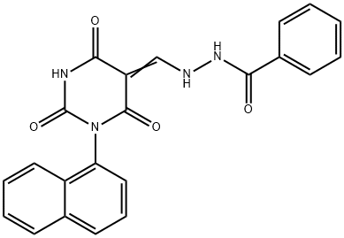 N'-[(E)-(1-naphthalen-1-yl-2,4,6-trioxo-1,3-diazinan-5-ylidene)methyl]benzohydrazide Structure