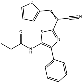 N-[2-[(Z)-1-cyano-2-(furan-2-yl)ethenyl]-4-phenyl-1,3-thiazol-5-yl]propanamide 结构式
