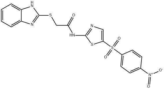 2-(1H-benzimidazol-2-ylsulfanyl)-N-[5-(4-nitrophenyl)sulfonyl-1,3-thiazol-2-yl]acetamide Structure