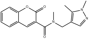N-[(1,5-dimethylpyrazol-4-yl)methyl]-N-methyl-2-oxochromene-3-carboxamide Struktur