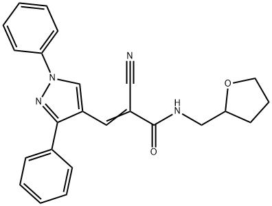 (Z)-2-cyano-3-(1,3-diphenylpyrazol-4-yl)-N-(oxolan-2-ylmethyl)prop-2-enamide Structure