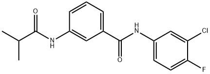 N-(3-chloro-4-fluorophenyl)-3-(2-methylpropanoylamino)benzamide Struktur