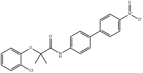 2-(2-chlorophenoxy)-2-methyl-N-[4-(4-nitrophenyl)phenyl]propanamide Struktur