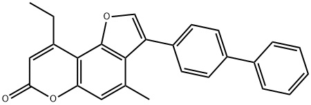 9-ethyl-4-methyl-3-(4-phenylphenyl)furo[2,3-f]chromen-7-one Struktur