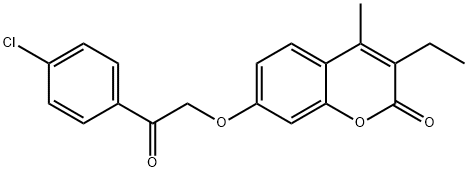 7-[2-(4-chlorophenyl)-2-oxoethoxy]-3-ethyl-4-methylchromen-2-one Struktur