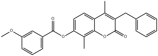 (3-benzyl-4,8-dimethyl-2-oxochromen-7-yl) 3-methoxybenzoate Struktur