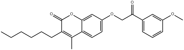 3-hexyl-7-[2-(3-methoxyphenyl)-2-oxoethoxy]-4-methylchromen-2-one Struktur
