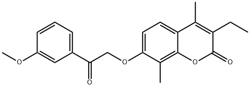 3-ethyl-7-[2-(3-methoxyphenyl)-2-oxoethoxy]-4,8-dimethylchromen-2-one Struktur