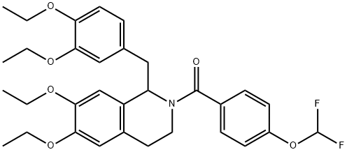 [1-[(3,4-diethoxyphenyl)methyl]-6,7-diethoxy-3,4-dihydro-1H-isoquinolin-2-yl]-[4-(difluoromethoxy)phenyl]methanone Struktur