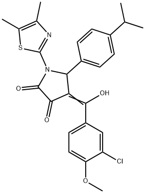 (4E)-4-[(3-chloro-4-methoxyphenyl)-hydroxymethylidene]-1-(4,5-dimethyl-1,3-thiazol-2-yl)-5-(4-propan-2-ylphenyl)pyrrolidine-2,3-dione Structure