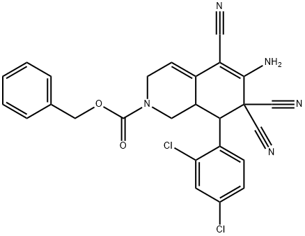 benzyl 6-amino-5,7,7-tricyano-8-(2,4-dichlorophenyl)-1,3,8,8a-tetrahydroisoquinoline-2-carboxylate Structure