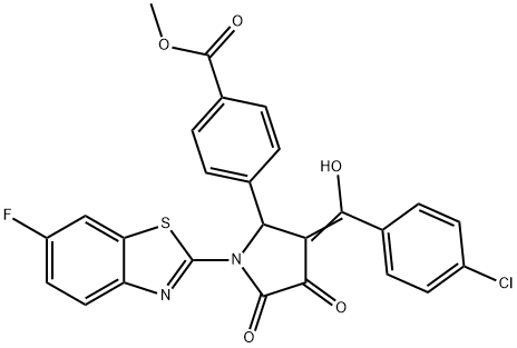 methyl 4-[(3E)-3-[(4-chlorophenyl)-hydroxymethylidene]-1-(6-fluoro-1,3-benzothiazol-2-yl)-4,5-dioxopyrrolidin-2-yl]benzoate Structure