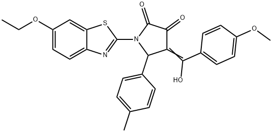 (4E)-1-(6-ethoxy-1,3-benzothiazol-2-yl)-4-[hydroxy-(4-methoxyphenyl)methylidene]-5-(4-methylphenyl)pyrrolidine-2,3-dione Structure