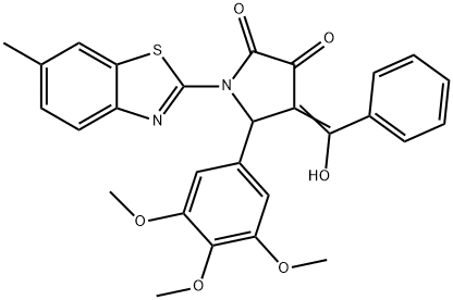 (4E)-4-[hydroxy(phenyl)methylidene]-1-(6-methyl-1,3-benzothiazol-2-yl)-5-(3,4,5-trimethoxyphenyl)pyrrolidine-2,3-dione Structure