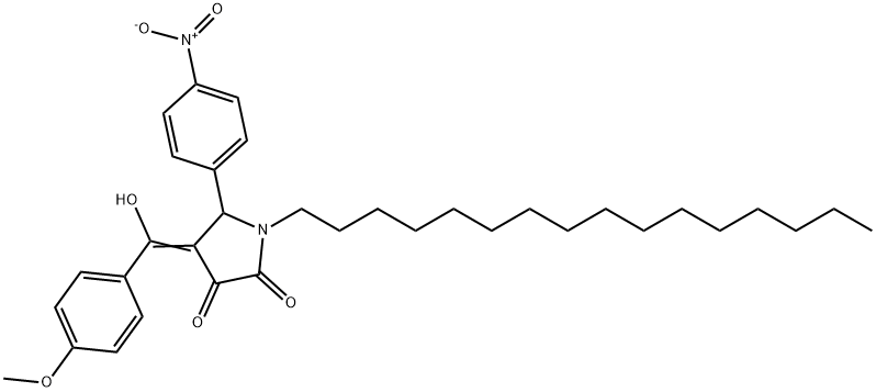 (4E)-1-hexadecyl-4-[hydroxy-(4-methoxyphenyl)methylidene]-5-(4-nitrophenyl)pyrrolidine-2,3-dione Structure