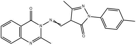 2-methyl-3-[(E)-[3-methyl-1-(4-methylphenyl)-5-oxo-4H-pyrazol-4-yl]methylideneamino]quinazolin-4-one Structure