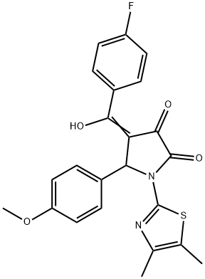 (4E)-1-(4,5-dimethyl-1,3-thiazol-2-yl)-4-[(4-fluorophenyl)-hydroxymethylidene]-5-(4-methoxyphenyl)pyrrolidine-2,3-dione 化学構造式