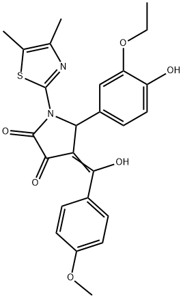 (4E)-1-(4,5-dimethyl-1,3-thiazol-2-yl)-5-(3-ethoxy-4-hydroxyphenyl)-4-[hydroxy-(4-methoxyphenyl)methylidene]pyrrolidine-2,3-dione Structure