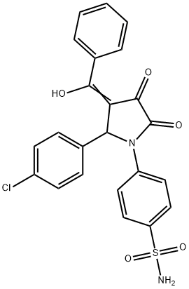 4-[(3E)-2-(4-chlorophenyl)-3-[hydroxy(phenyl)methylidene]-4,5-dioxopyrrolidin-1-yl]benzenesulfonamide Struktur