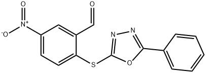 5-nitro-2-[(5-phenyl-1,3,4-oxadiazol-2-yl)sulfanyl]benzaldehyde Struktur