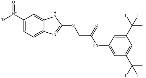 N-[3,5-bis(trifluoromethyl)phenyl]-2-[(6-nitro-1H-benzimidazol-2-yl)sulfanyl]acetamide Struktur