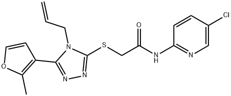 N-(5-chloropyridin-2-yl)-2-[[5-(2-methylfuran-3-yl)-4-prop-2-enyl-1,2,4-triazol-3-yl]sulfanyl]acetamide Struktur
