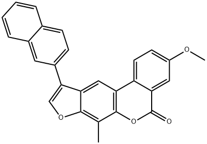 3-methoxy-7-methyl-10-naphthalen-2-yl-[1]benzofuro[6,5-c]isochromen-5-one Struktur