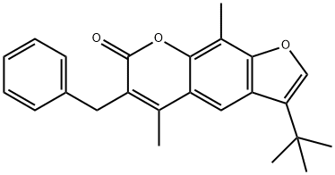 6-benzyl-3-tert-butyl-5,9-dimethylfuro[3,2-g]chromen-7-one Struktur