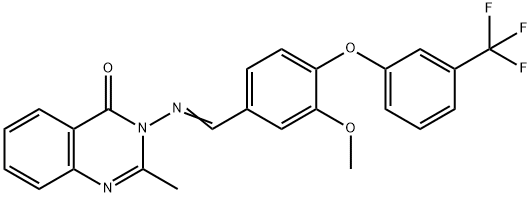 3-[(E)-[3-methoxy-4-[3-(trifluoromethyl)phenoxy]phenyl]methylideneamino]-2-methylquinazolin-4-one Struktur