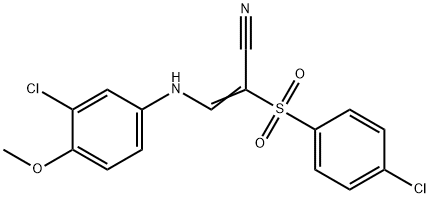 (Z)-3-(3-chloro-4-methoxyanilino)-2-(4-chlorophenyl)sulfonylprop-2-enenitrile Structure