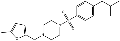 1-[(5-methylfuran-2-yl)methyl]-4-[4-(2-methylpropyl)phenyl]sulfonylpiperazine Structure