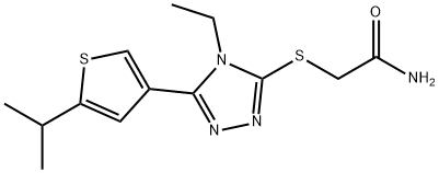 2-[[4-ethyl-5-(5-propan-2-ylthiophen-3-yl)-1,2,4-triazol-3-yl]sulfanyl]acetamide Struktur