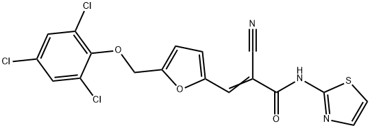 (E)-2-cyano-N-(1,3-thiazol-2-yl)-3-[5-[(2,4,6-trichlorophenoxy)methyl]furan-2-yl]prop-2-enamide Structure