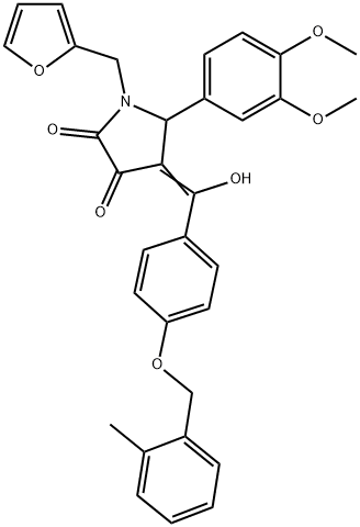 (4E)-5-(3,4-dimethoxyphenyl)-1-(furan-2-ylmethyl)-4-[hydroxy-[4-[(2-methylphenyl)methoxy]phenyl]methylidene]pyrrolidine-2,3-dione Structure