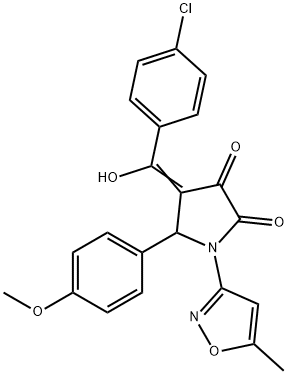 (4E)-4-[(4-chlorophenyl)-hydroxymethylidene]-5-(4-methoxyphenyl)-1-(5-methyl-1,2-oxazol-3-yl)pyrrolidine-2,3-dione Structure